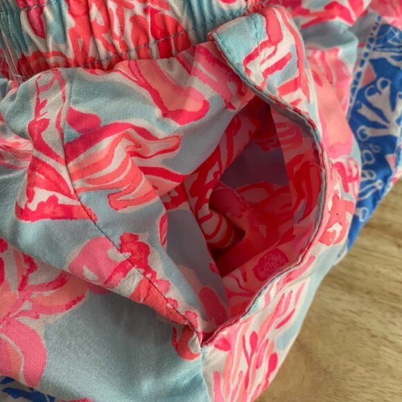 Lilly Pulitzer Katia Shorts Seasalt Blue Pink Shell We Dance Women's XS Rayon - Picture 5 of 8